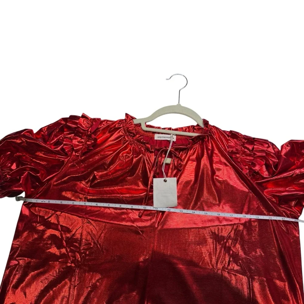 And the Why - beautiful red blouse - size M -  NWT - Picture 10 of 16